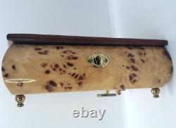 Birds Eye Burl Wood Sorrento Jewelry Music Box Floral Torna A Surrento Italy