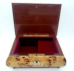 Birds Eye Burl Wood Sorrento Jewelry Music Box Floral Torna A Surrento Italy