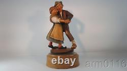 Black Forest Germany Made Carved Wood Dancing Couple Music Box German Folk Art