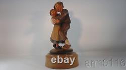 Black Forest Germany Made Carved Wood Dancing Couple Music Box German Folk Art