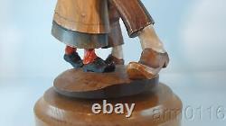 Black Forest Germany Made Carved Wood Dancing Couple Music Box German Folk Art