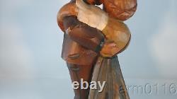 Black Forest Germany Made Carved Wood Dancing Couple Music Box German Folk Art