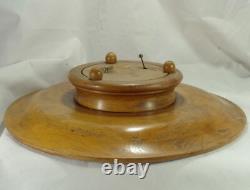 Black Forest Platter Swiss Edleweiss Carved Wood A/F Music box 33cm Large Rare