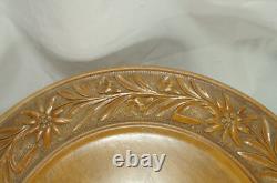 Black Forest Platter Swiss Edleweiss Carved Wood A/F Music box 33cm Large Rare
