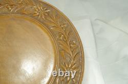 Black Forest Platter Swiss Edleweiss Carved Wood A/F Music box 33cm Large Rare