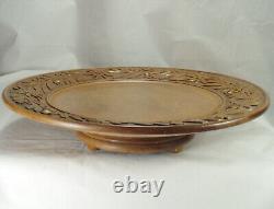 Black Forest Platter Swiss Edleweiss Carved Wood A/F Music box 33cm Large Rare