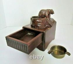 Black Forest Wood Bear Huggler & Cie Swiss Cigarette Ashtray Music Storage Box