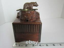 Black Forest Wood Bear Huggler & Cie Swiss Cigarette Ashtray Music Storage Box