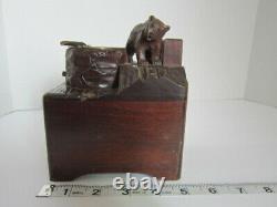 Black Forest Wood Bear Huggler & Cie Swiss Cigarette Ashtray Music Storage Box