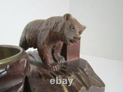 Black Forest Wood Bear Huggler & Cie Swiss Cigarette Ashtray Music Storage Box