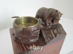 Black Forest Wood Bear Huggler & Cie Swiss Cigarette Ashtray Music Storage Box