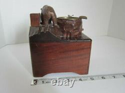 Black Forest Wood Bear Huggler & Cie Swiss Cigarette Ashtray Music Storage Box