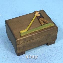 Black Forest Wood Carved Alpenhorn Player 4 Reuge Vintage Swiss Music Box