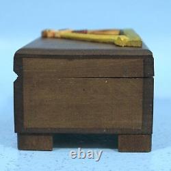 Black Forest Wood Carved Alpenhorn Player 4 Reuge Vintage Swiss Music Box