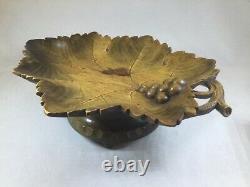 Black Forest Wooden Hand Carved Music (Swiss Movement) Box Leaf Grape Bowl
