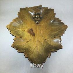 Black Forest Wooden Hand Carved Music (Swiss Movement) Box Leaf Grape Bowl