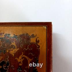 Box Jewelry Vintage Reuge Music Swiss Musical Wood Italy Made Movement Inlaid