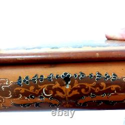 Box Jewelry Vintage Reuge Music Swiss Musical Wood Italy Made Movement Inlaid