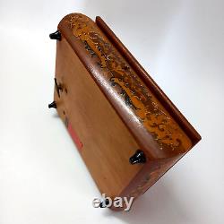 Box Jewelry Vintage Reuge Music Swiss Musical Wood Italy Made Movement Inlaid