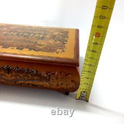 Box Jewelry Vintage Reuge Music Swiss Musical Wood Italy Made Movement Inlaid
