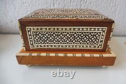 Box, Wood decorated, beautiful, old Cigarette case, with music box