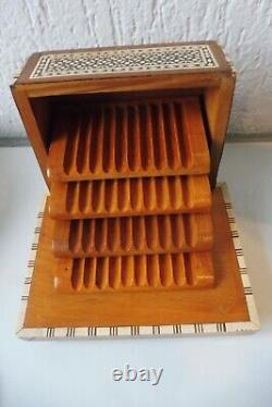 Box, Wood decorated, beautiful, old Cigarette case, with music box