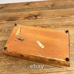 Burl Wood Velvet Jewelry Music Box Come back to Sorrento Made In Italy Vintage