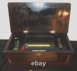C1885 Paillard Swiss Cylinder Wood Inlay Music Box 10 Airs Songs