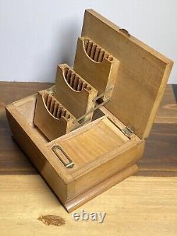 C1950 Cigarette MUSIC WOOD BOX NAPOLI ITALY ART DECO Vintage SWISS Machine Metal