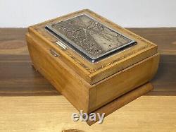 C1950 Cigarette MUSIC WOOD BOX NAPOLI ITALY ART DECO Vintage SWISS Machine Metal