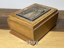 C1950 Cigarette MUSIC WOOD BOX NAPOLI ITALY ART DECO Vintage SWISS Machine Metal