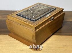 C1950 Cigarette MUSIC WOOD BOX NAPOLI ITALY ART DECO Vintage SWISS Machine Metal