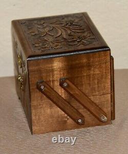 CUENDET Hand Carved Swiss Wood Music Jewelry Box