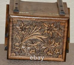CUENDET Hand Carved Swiss Wood Music Jewelry Box