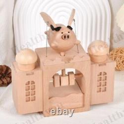 Castle Flying Pig Music Box Kid's Wooden Toys Automatic Rotation Christmas Gifts