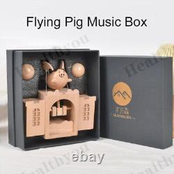 Castle Flying Pig Music Box Kid's Wooden Toys Automatic Rotation Christmas Gifts