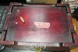 Chinese Jade Red Wood Music Jewelry Trunk Box