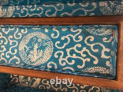 Chinese Wood Carved Musical Jewelry Treasure Box Dragon Inlay Secret Drawer