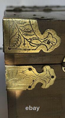 Chinese Wood Carved Musical Jewelry Treasure Box Dragon Inlay Secret Drawer