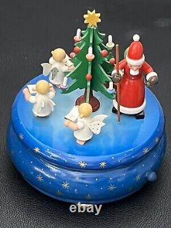 Christian Ulbricht Christmas Music Box Swiss REUGE Germany Blue Wood Spinning