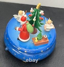 Christian Ulbricht Christmas Music Box Swiss REUGE Germany Blue Wood Spinning