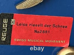 Christian Ulbricht Christmas Music Box Swiss REUGE Germany Blue Wood Spinning