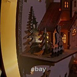 Christmas Glittery Crescent Moon Village 17×13 Laser Cut Wood Music Box Works