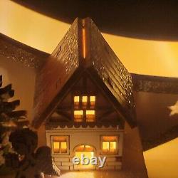 Christmas Glittery Crescent Moon Village 17×13 Laser Cut Wood Music Box Works