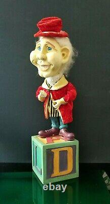 Clown Music Box Wood Alphabet Block Animated Clown Wooden Box Vintage 21 Rare