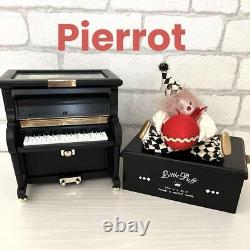 Clown Piano Music Box Retro Vintage Over The Rainbow wooden set of 2 ornaments