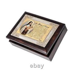 Cottage Garden St. Therese of Lisieux Dark Wood Finish Jewelry Music Box Play