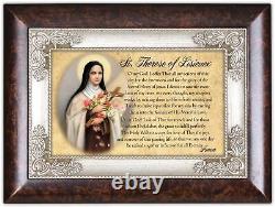 Cottage Garden St. Therese of Lisieux Dark Wood Finish Jewelry Music Box Play