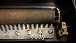 Cylinder Music Box Large 10 Airs Songs Hand Crank Wood Antique 63 Keys Roller