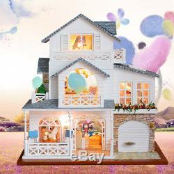 DIY Wooden Dolls House Miniature Kit LED+Furniture+Music Box Kids Toy Gift